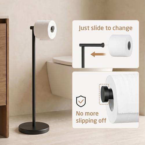 KES 26 H Black Toilet Paper Holder Stand with Weighted Base