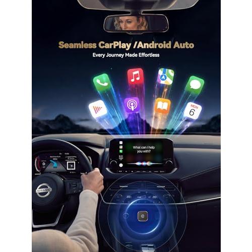 2026 Wireless CarPlay & Android Auto Adapter, 2-in-1 Mini Adapter for iPhone & Android, for USB-A/USB-C, Plug & Play, Fast Reconnect, Low Latency, Works with Most Cars with Wired CarPlay/Android Auto