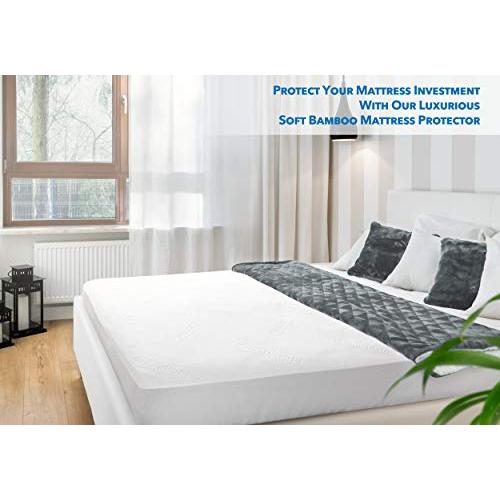 PlushDeluxe Bamboo Waterproof Mattress Protector, King Size, Ultra Soft