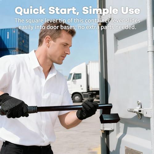 Lethato Container Door Leverage Tool, Heavy-Duty Leverage Bar with Non-Slip Handle Ergonomic Design Shipping Container Door Kit Persuader Bar for Loaders, Warehouse&Port Workers - Black 1 Pack