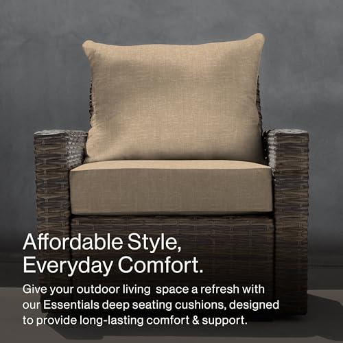 Outdoor Essentials Deep Seat, 24 x 24, Hampton Texture Neutral Chair Cushion for Patio Furniture