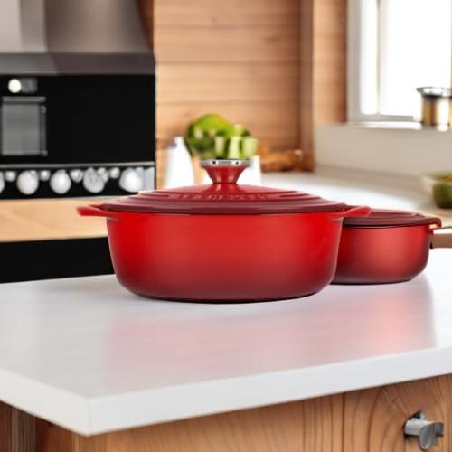 Le Creuset Enameled Cast Iron Shallow Round Oven, 2.75 Qt., Cerise