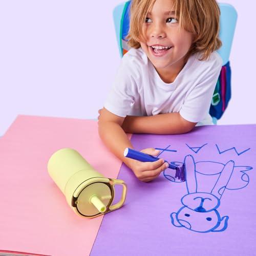 BrüMate Leap 12oz 100% Leakproof Kids Tumbler with Handle and Silicone Soft Straw | Drop Resistant Silicone Sleeve | For Kids 4  | Insulated Stainless Steel | Cup Holder Friendly | 12oz (Neutron)