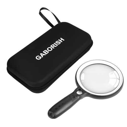 Large Magnifying Glass with 37 LED Light and Case, 10X 20X 45X Handheld