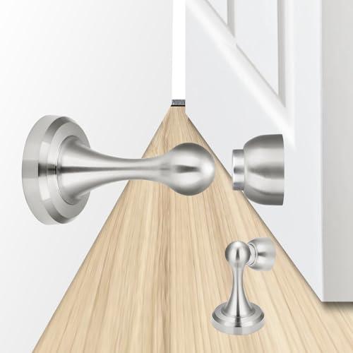 Magnetic Door Stop - Heavy Duty Door Stopper, Premium Stainless Steel, Anti-Rust, Suitable for Various Door Types, Wall & Floor Mount, 1 Pack (1, Stainless Steel)