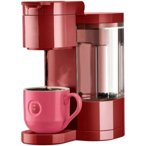 KeuriigK K Express Essentials Single Serve K Cup Pod Coffee Maker, 3 cup sizes (6, 8, and 10oz), Fast Fresh Brew, 30oz Removable Water Reservoir (Red)