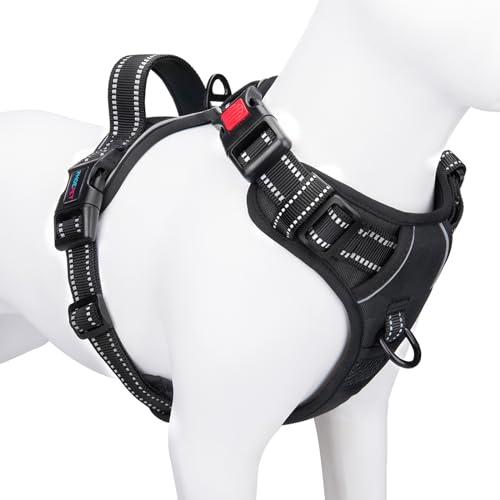 PHOEPET No Pull Dog Harness Medium Reflective Front Clip Vest with Handle