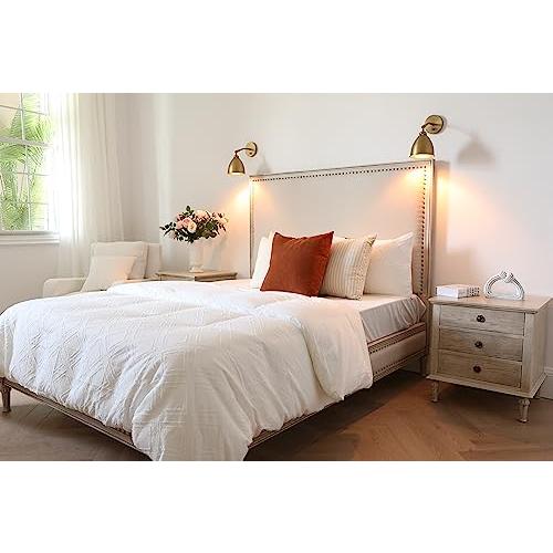 Yosoan Gold Wall Sconce Set of 2, Modern Brass Indoor Light Lights Lighting Fixtures with Metal Shade, Home Decor Wall Mount Swing Arm Lamp for Bedroom Bedside Kitchen Hallway Living