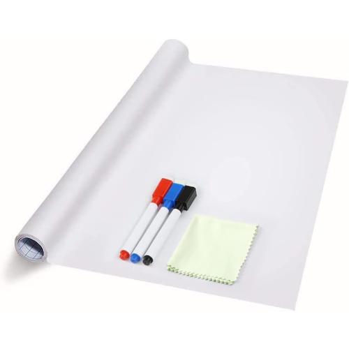 ZNCMRR 78.7x17.7 Whiteboard Sticker for Wall White Board Contact Paper Dry Erase Wallpaper with 3 Markers Adhesive Poster Board Whiteboard for School Office Home Kids Drawing