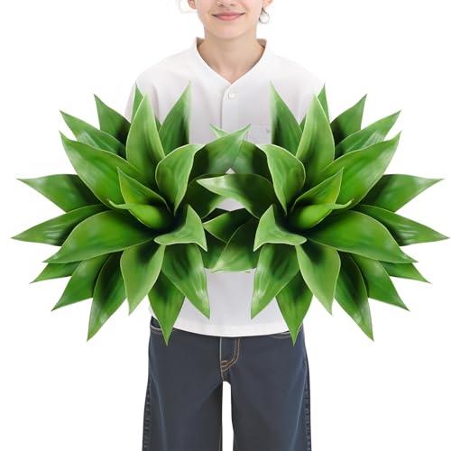 Velener Artificial Agave Plant Set,22 Inch, Faux Aesthetic Plants for Home Decor, Realistic UV Resistant Fake Agave Plants Without Pot, Set of 2