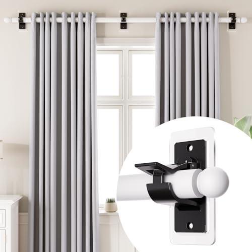 6 Pack Self Adhesive Rod Brackets, No Drill Needed Curtain Rod Holders, Nail Free Stick on Curtain Rod Hooks, Curtain Hangers for Bathroom, Bedroom, Livingroom, Hold up to 20lbs on Smooth Surface