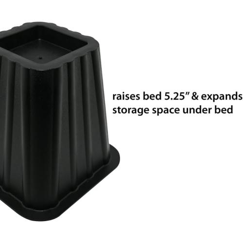 SKYREN Bed Risers, 6 Inch Heavy-Duty Plastic, Black, 4 Pack, for Beds, Couches and Tables