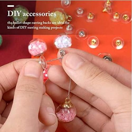 Gold Earring Backs,Earring Lifters for Droopy Ears,Earring Backs Lifters | Earring Lifters Backs Earring Backs for Droopy Ears,Gold Earring Backs for Studs/Heavy Earring/Droopy Ears(100Pcs)