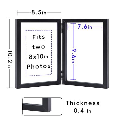 8x10 Picture Frames Double Black Photo Frame Folding Vertical Stand Display Side by Side