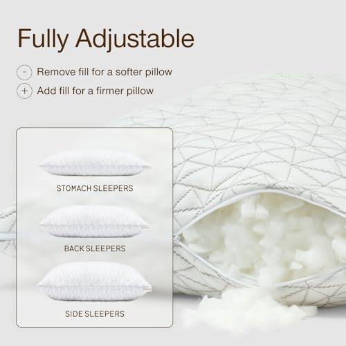 Coop Home Goods Original Adjustable Pillow, King Size Bed Pillow for Sleeping, Cross Cut Memory Foam Pillow - Medium Firm Back, Stomach and Side Sleeper Pillow, CertiPUR-US/GREENGUARD Gold