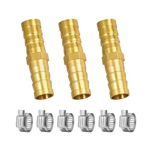 JmoJmexx 3/8 Brass Hose Barb Repair Kit, 3 Connectors & 6 Clamps