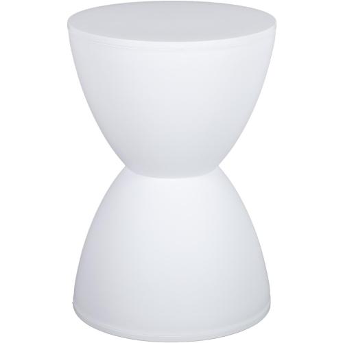 Modern Hourglass Shaped Accent Stool, White, Polypropylene (PP), 16.93 x 11.81 x 17.01 inches, Glossy Plastic Finish, 250 lbs Weight Limit