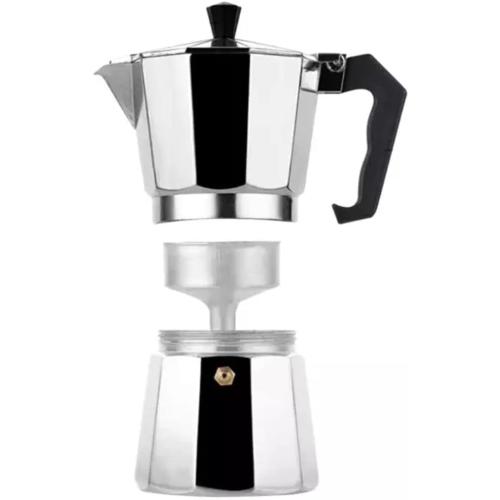 Aluminum Espresso Stovetop Coffee Maker Silver 1 Cup Moka Pot Cuban Coffee Maker (Brandello Express)