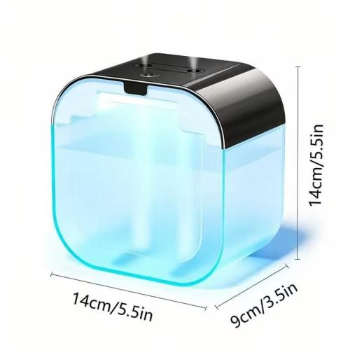 USB Humidifier with 7 Color Night Light, 1L Transparent Water Tank, Ultrasonic Quiet Cool Mist, 2-Speed Dual Mist, for Bedroom, Baby Room (high-level black)