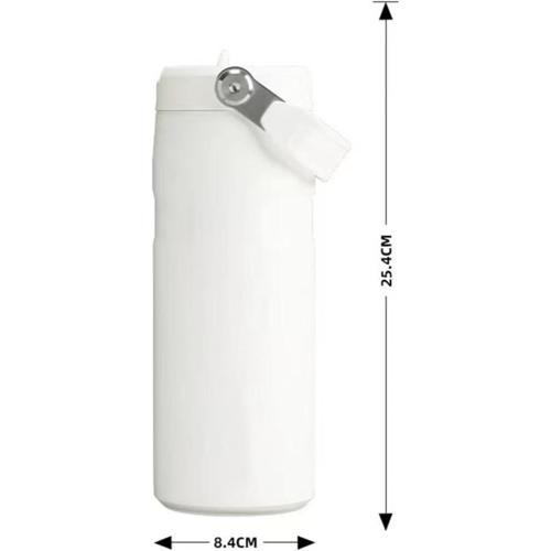 2Pack Replacement Tumbler Lid Fit for Stanley 2.0 Water Bottle 24 oz(Only) Flip Straw Lid with 2Pcs Reusable Straws,Cleaning Brush (Cream White)
