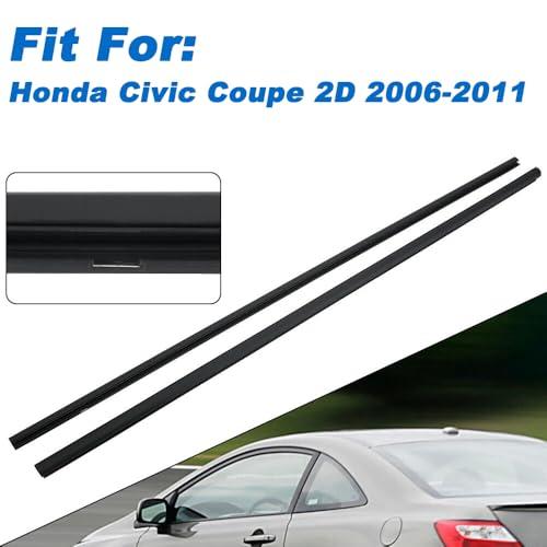 Weather Stripping Window Molding Trim Seal Left and Right Door Belt Moldings Compatible with Honda Civic Coupe 2D 2006-2011 Replace# 72410-SVA-A01ZA 72450-SVA-A01ZA