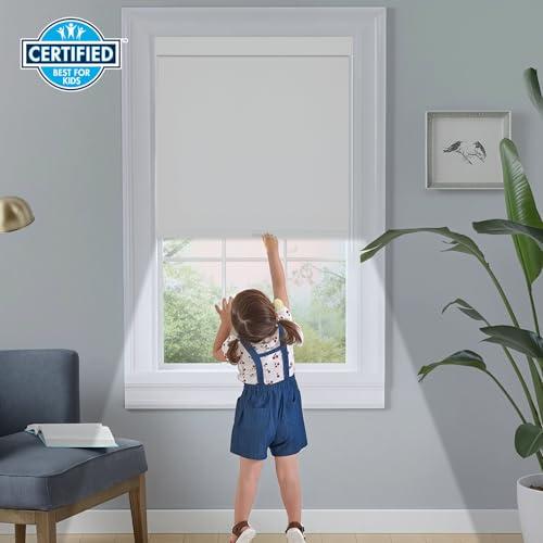 Persilux Blackout Roller Blinds for Windows, Cordless Free-Stop Roller Shades with Valance, Thermal Insulated Fabric Window Blinds, UV Protection Shades for Home and Bedroom (White,36.5 W x 72 H)