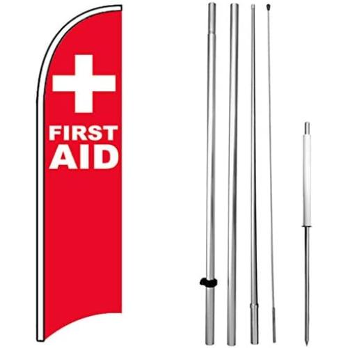 First AID Windless Swooper Flag Kit 15' Feather Banner Sign rb-h