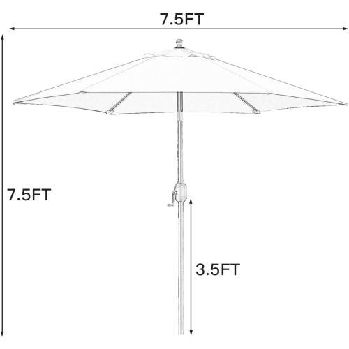 Sunnyglade 7.5' Patio Umbrella Outdoor Table Market Umbrella with Push Button Tilt/Crank, 6 Ribs (Orange)