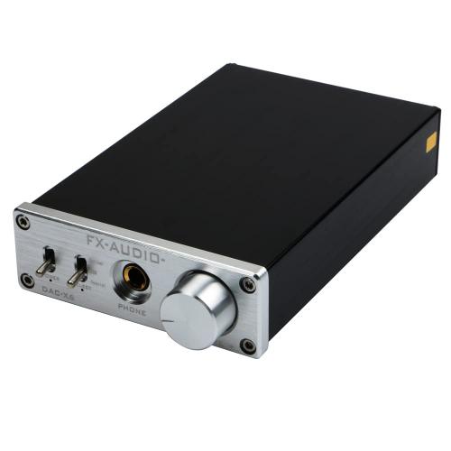 FX-Audio DAC-X6 Mini HiFi 2.0 Digital Audio Decoder DAC Input USB/Coaxial/Optical Output RCA/Headphone Amp 24Bit/96KHz DC12V(Silver)