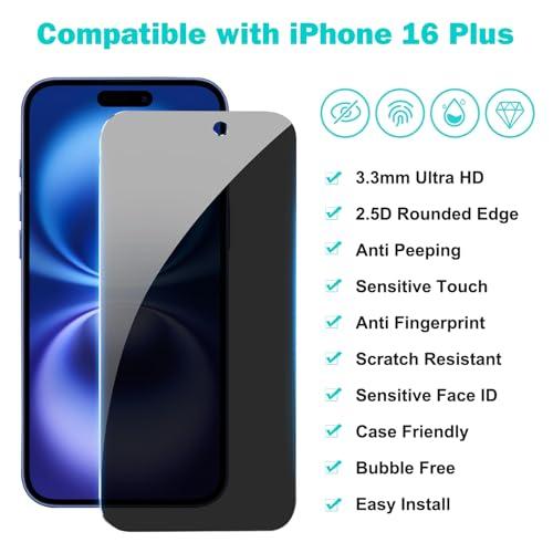PEHAEL for iPhone 16 Plus Privacy Screen Protector Camera Lens Protector