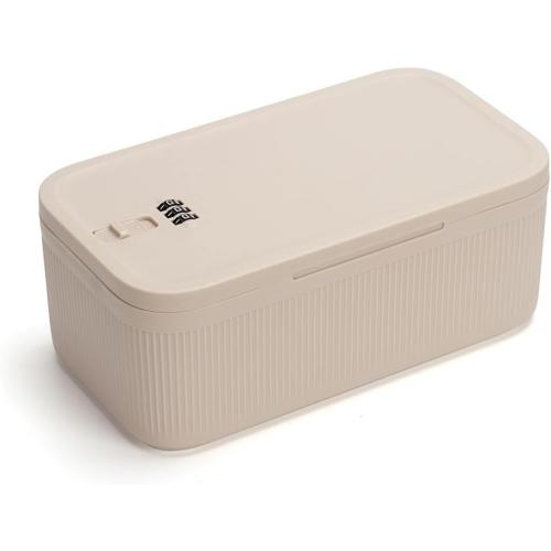 Lockable Storage Box,Medicine Lock Box Travel Case,Refrigerator Bin Container for Food,Medicines,Snacks,Locking Mobile Cell Phone Device Jail,Small Lockbox for Office,Home,School,Father Gift (Cream)