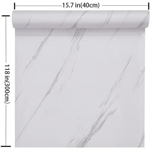 Marble Contact Paper White Peel and Stick Wallpaper 15.8×118 | Glossy Marble Wallpaper Self Adhesive Removable Wallpapers Waterproof Countertop Paper for Cabinet Furniture Kitchen Vinyl