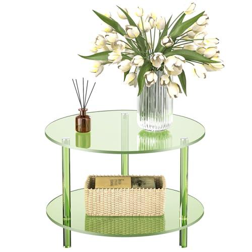 Acrylic Coffee Table, Small Round Modern Coffee Table for Living Room, Green