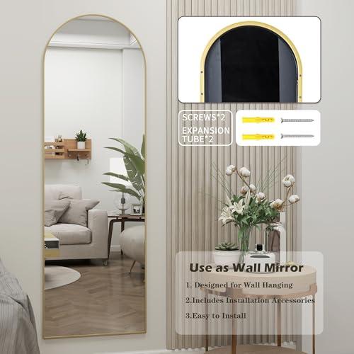 Size 14x 48 Color Gold Door Mirror, Arched Full Length Mirrors Over The Door, 14x 48 Hanging or Wall Mirror, Full Body Mirrors, Gold