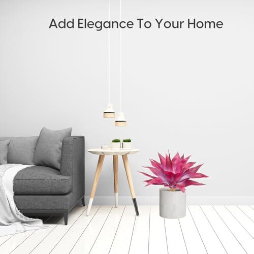 Velener Fake Agave Plant Outdoor, UV Resistant Artificial Plants Large Size for Outdoor and Indoor Decor, Faux Plant Dual Agave Indoor for Planters (22 inch,Red/White)