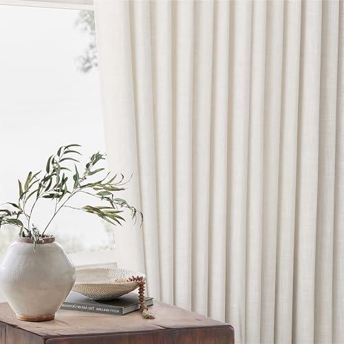 TWODRAPES Natural Extra Wide 60 Inch Width Pinch Pleated 96 Inch Curtains