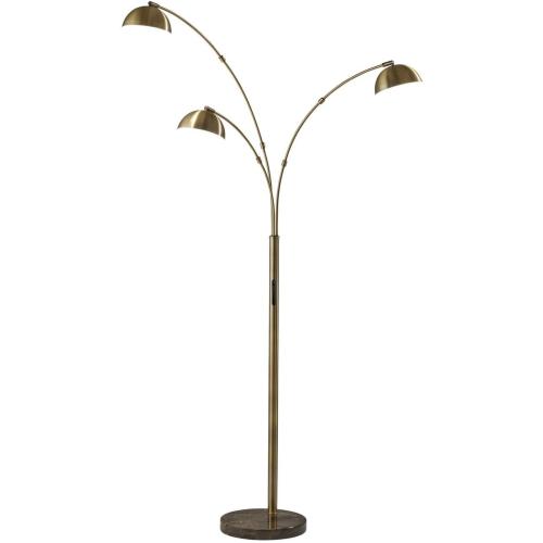Adesso Bolton 77-inch Antique Brass Arc Floor Lamp with 3 Dome Shades (4309-21)