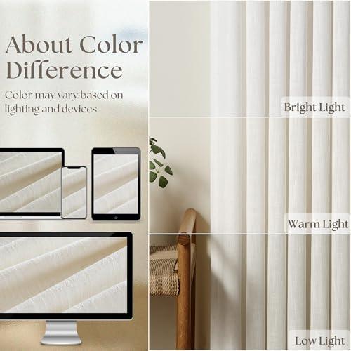 TWODRAPES Natural Extra Wide 60 Inch Width Pinch Pleated 96 Inch Curtains