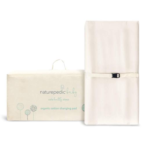 Naturepedic Organic Contoured Changing Pad - Easy to Clean, Lightweight & Portable - Comfort 2-Sided Waterproof Baby Diaper Changing Pad for Dresser or Changing Table - 16 x 31