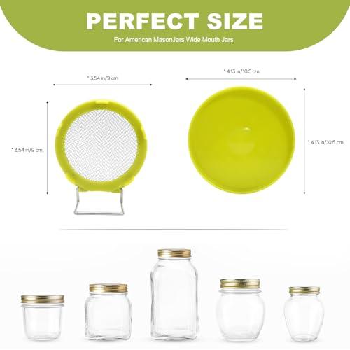 Wide Mouth Mason Jar Sprouting Kit with Sprouting Lids and Drainage Tray - Ideal for Bean, Alfalfa Sprouts and Microgreens, Vertical and Angled Placement Support(Two lids and two drip trays)‼️missing 1 lid and 1 drip tray‼️