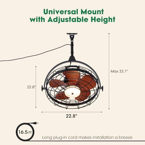 23 Waterproof Outdoor Ceiling Fan with Light, Outdoor Hanging Fan for Patio, 6-Speed & 3 CCT LED, Caged Ceiling Fan with Smart APP & Remote Control, Perfect for Gazebo, Pergola, Canopy