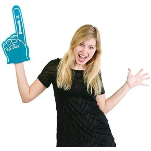 Giant Foam Finger 18 Inch- Number 1 Universal Foam Hand for All Occasions - Cheerleading for Sports - Exciting Vibrant Colors use as Celebration Pom Poms- Great for Sports Events Games School Business