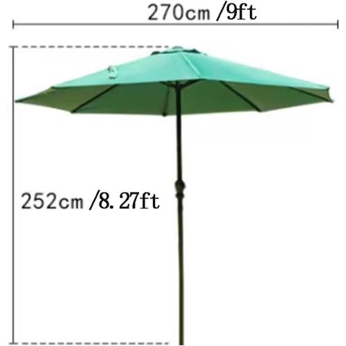 9FT Patio Umbrella 8 Ribs Beach Umbrella Portable Market Table Umbrella With Push Button Tilt And Crank, Outdoor Parasol For Garden, Lawn, Backyard