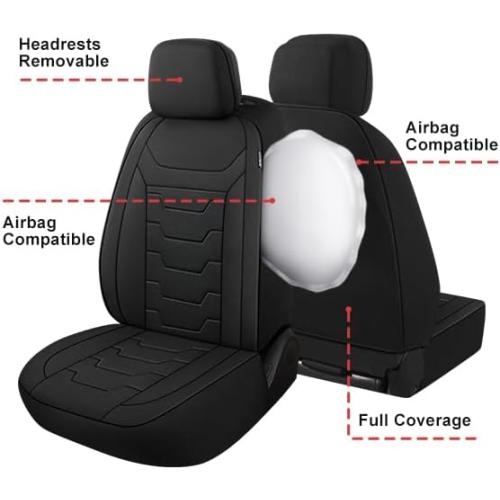 CAROMOP Breathable Car Seat Cover 2 Front Seats, 3D Air Mesh Cloth Seat Covers for Cars, Universal Fit Automotive Car Interior Covers for SUV Vans Sedans Trucks(Black)