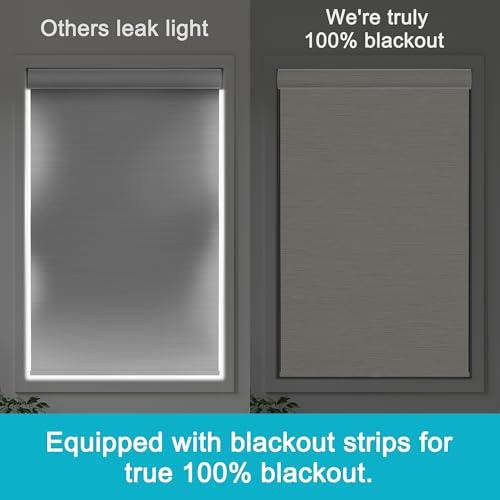 Blackout Roller Shades for Windows,Cordless,Striped Jacquard Roller Blinds with Cassette Valance,Thermal Insulated UV Protection Window Shades for Home Office Bedroom,Beige,Custom Sizes