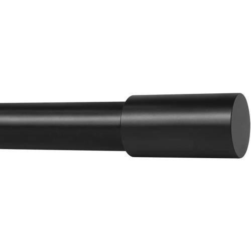 Ivilon Curtain Rods for Windows - Long End Cap Design, 1 inch Diameter, Telescoping Adjustable Curtain Rod, 72 to 144 Inches. Color Black