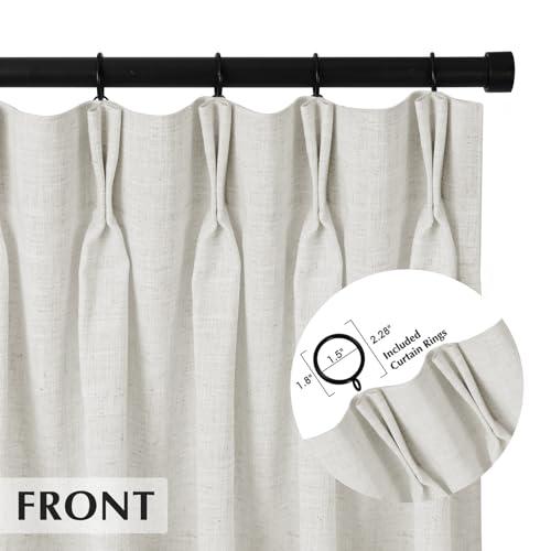 Size 94 inches Color White 100% Blackout Curtains 94 inches Long, Pinch Pleated Linen Blackout Curtains Thermal Insulated Room Darkening Window Curtains & Drapes for Bedroom Living Room W60 x L94 Beige White, 1 Panel