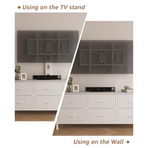 TV Stand with Mount, Fabric Dresser with 6 Drawers for 32/45/55/60/65/75 inch TVs, White Dresser Entertainment Center, Modern Media TV Console Table