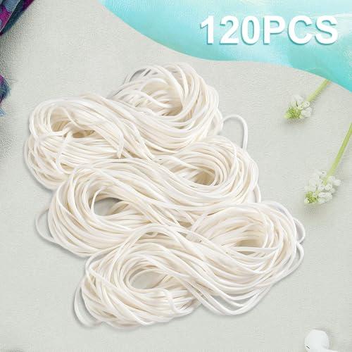 KJAHLAL Large Rubber Bands, 120 Pcs Big Rubber Bands, 7x1/8 Inches, White Rubber band, Giant Elastics for Office