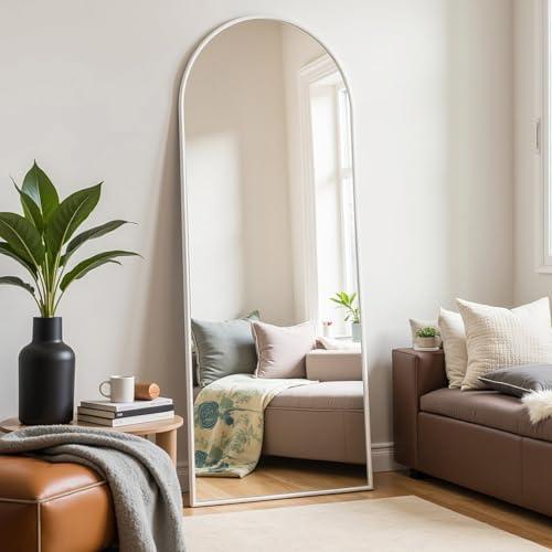 Floor Mirror Arched Mirror Full Length 56X20Full Length Mirror can be Free Standing or Hanging on The Wall Used in Living Room Entrance Hall Corridor Room Bathroom etc （White